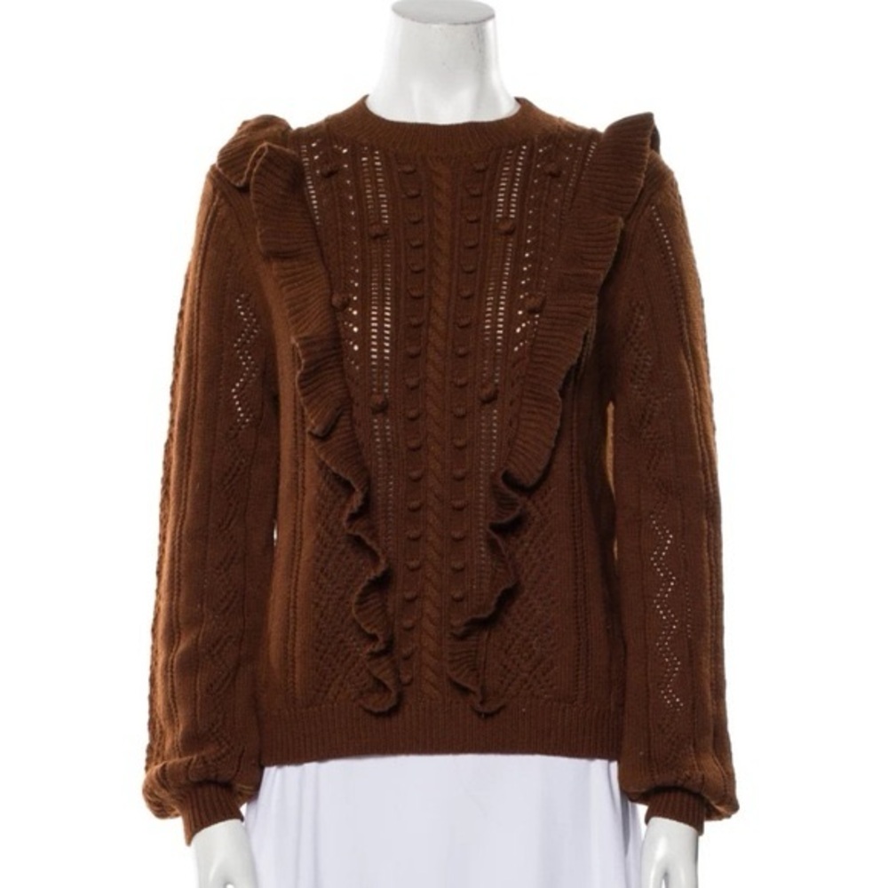 NWT SEZANE x MANOUSH Marva Pull Sweater Brown - Size M - Picture 1 of 10